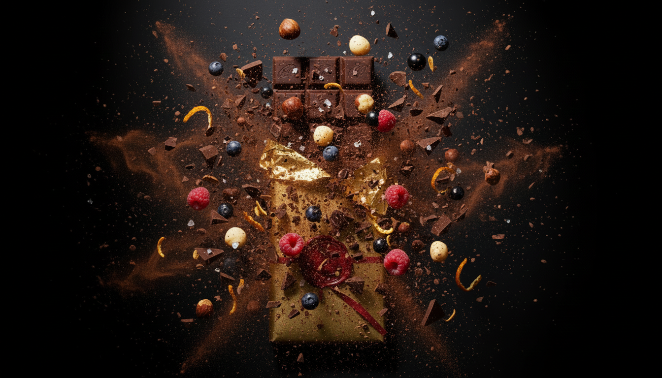 Ghirardini Montagne chocolate with berries, dried fruit, and cocoa nibs