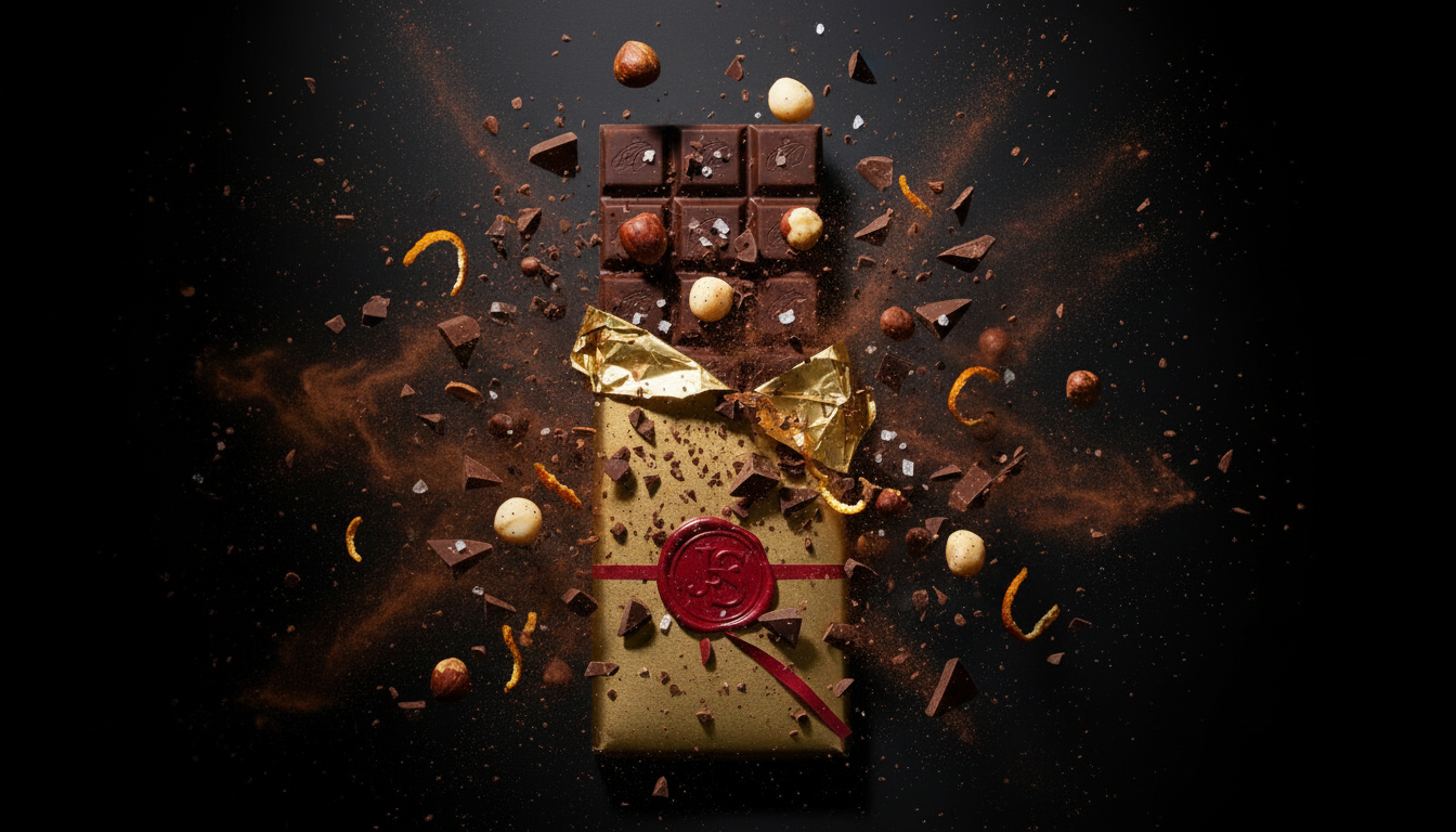 Ghirardini Noir Reserve dark chocolate exploding with cocoa and hazelnuts